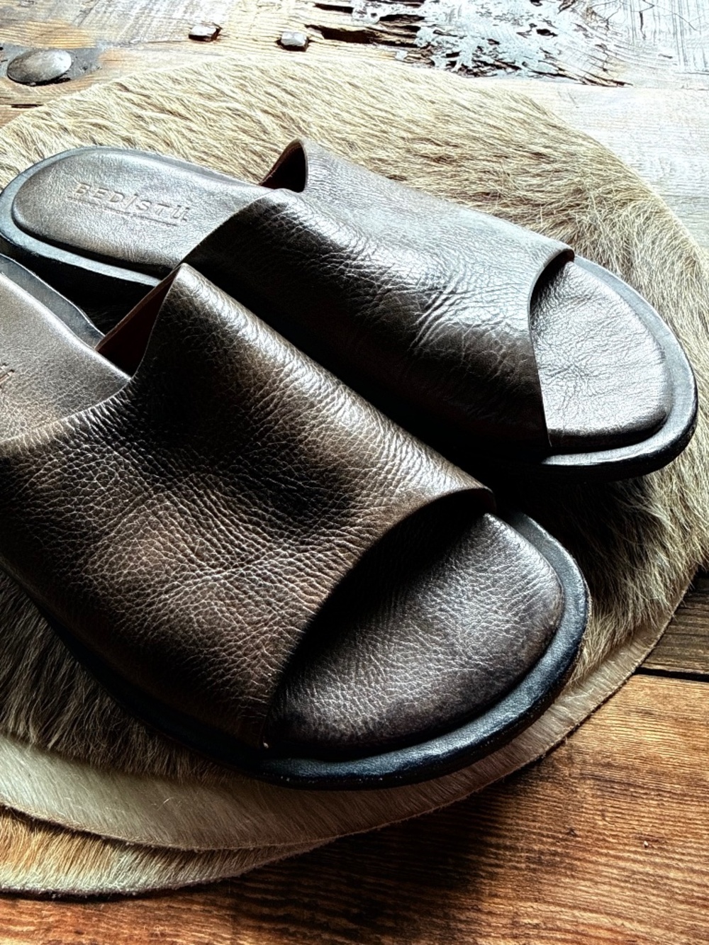 Bed Stu Leather Slides-Size 9.5